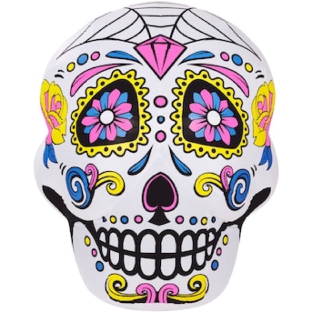 Colorful Sugar Skull Inflatable Haunted Hill Farm 6-ft Lighted Skull Inflatable - Picture 6 of 7